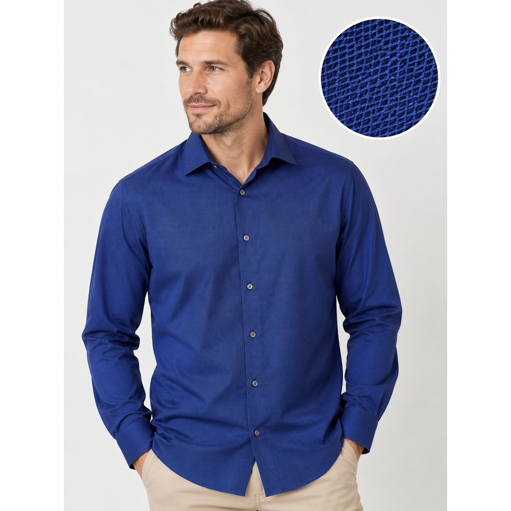 Michael Kors Mens XL Blue Dress Shirt 17.5 36/37 Slim Fit Luxury
